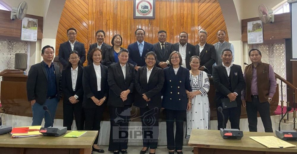 Advisor TN Manen with officers of Law and Justice Department and Government Advocates of Gauhati High Court during the coordination meeting held at Secretariat Conference Hall, Kohima on May 30. (DIPR Photo)